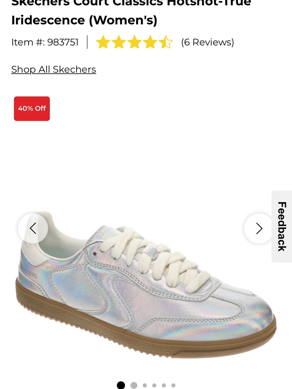 Skechers women 7.5  Iridescent White Sneaker with Gum Sole. New no box